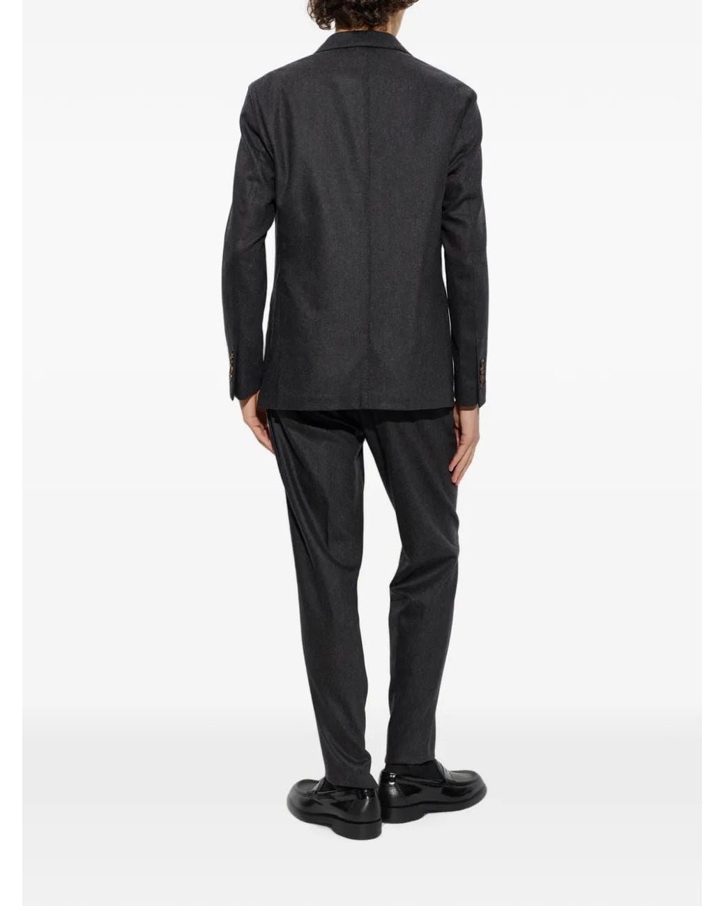 Eleventy Black Double-Breasted Buttoned Suit for men