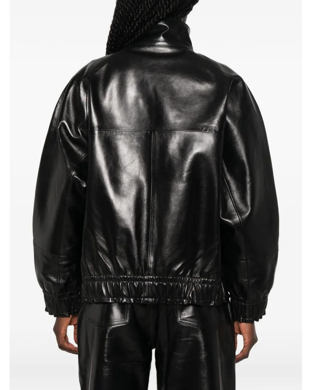 Sandro Black Oversized Leather Jacket