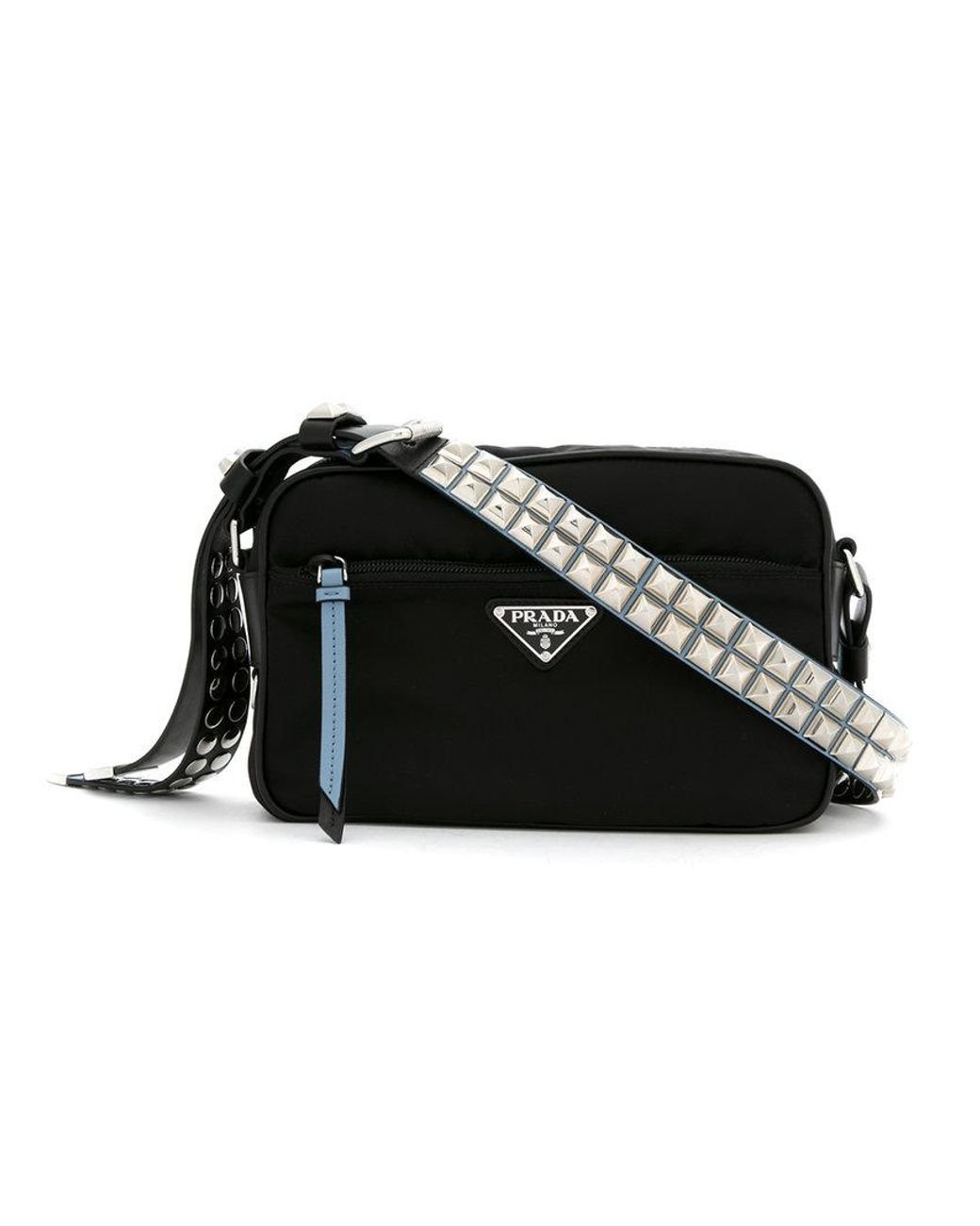 Prada Studded Crossbody Bag in Black | Lyst