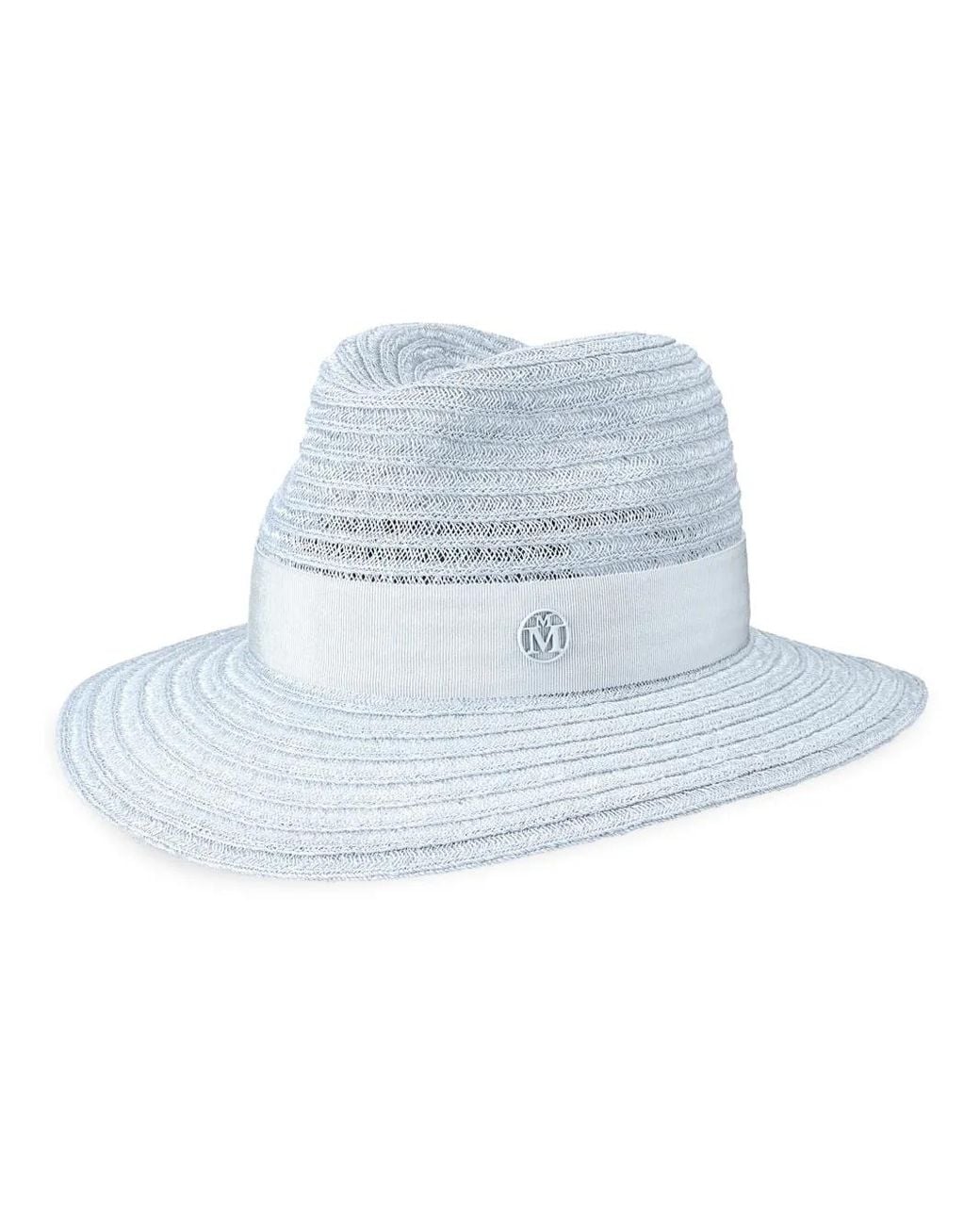 Maison Michel Blue Henrietta Straw Fedora Hat