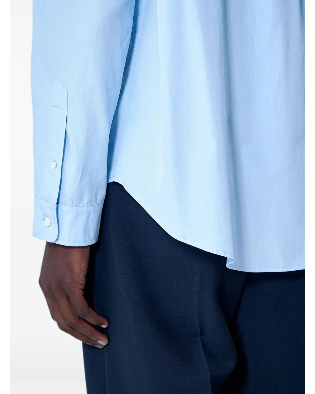 Miu Miu Blue Button-Down Cotton-Poplin Shirt for men