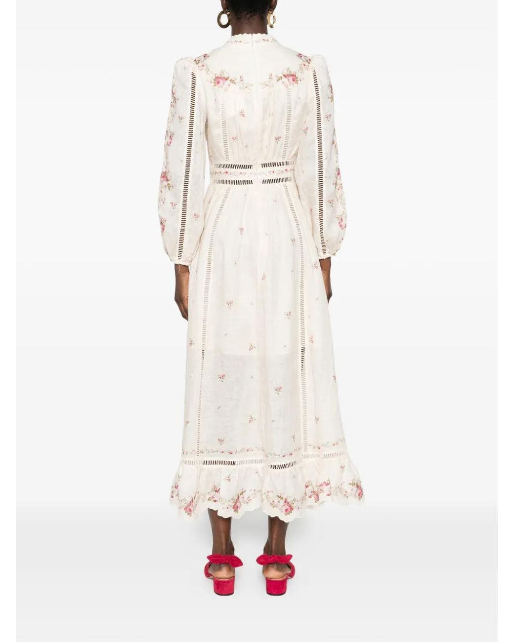 Zimmermann Natural Long 'Patience' Peach Linen Dress