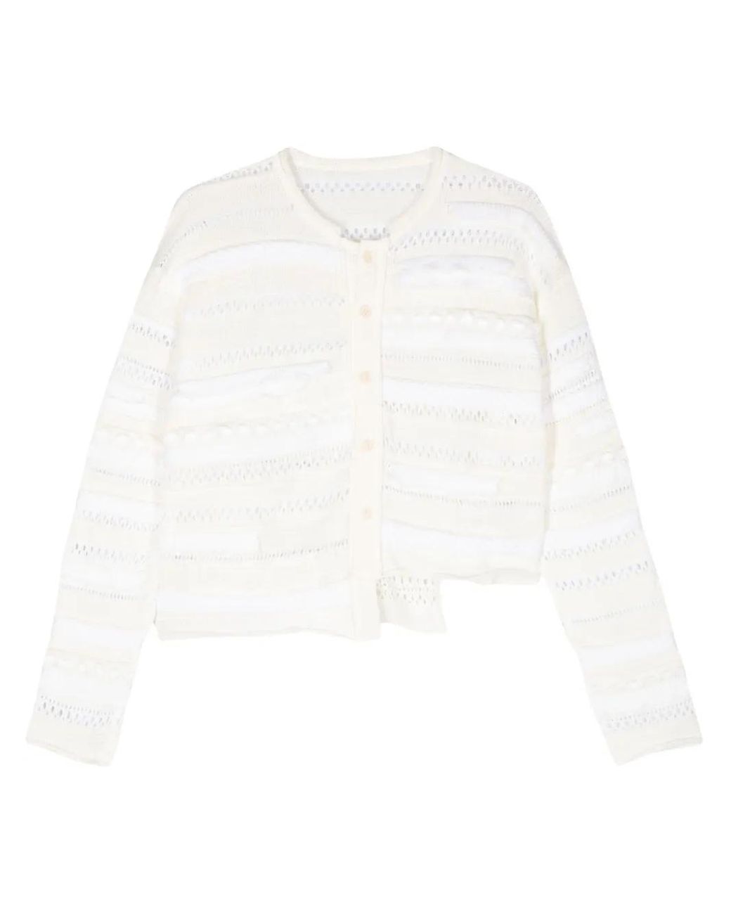 Y's Yohji Yamamoto White Asymmetric Hem Knitted Cardigan