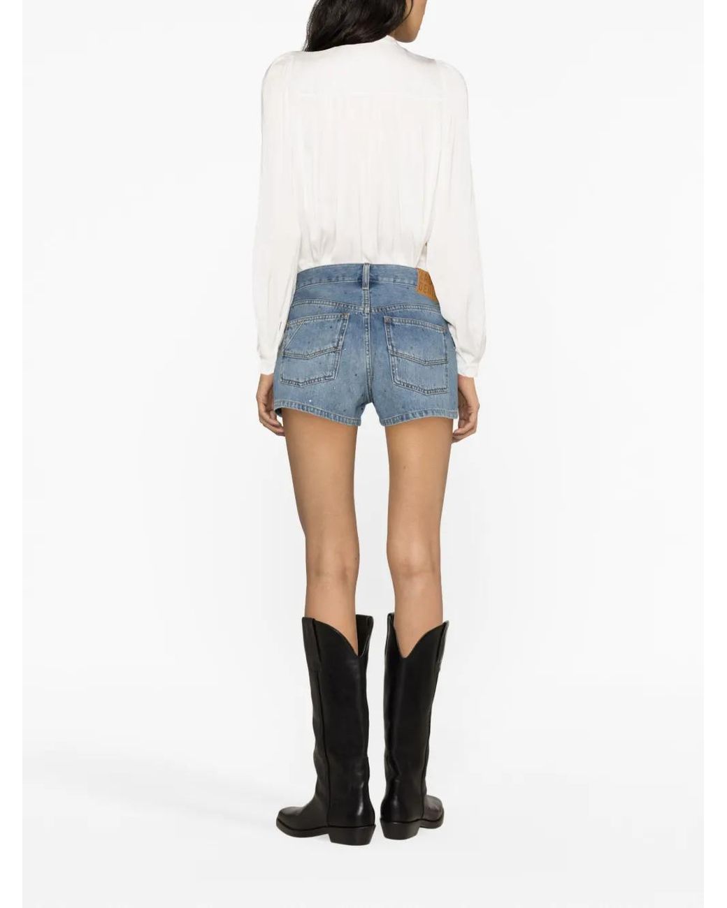 Zadig & Voltaire Blue Rhinestone-Embellished Denim Shorts