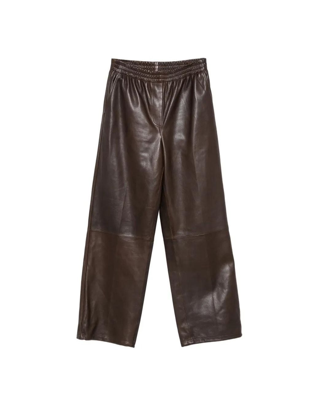 Jonathan Simkhai Brown Pantalon En Cuir À Taille Élastiquée