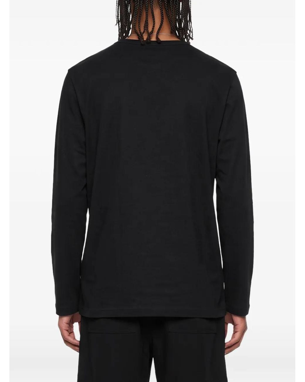 Yohji Yamamoto Black Re-Logo Long-Sleeve T-Shirt for men