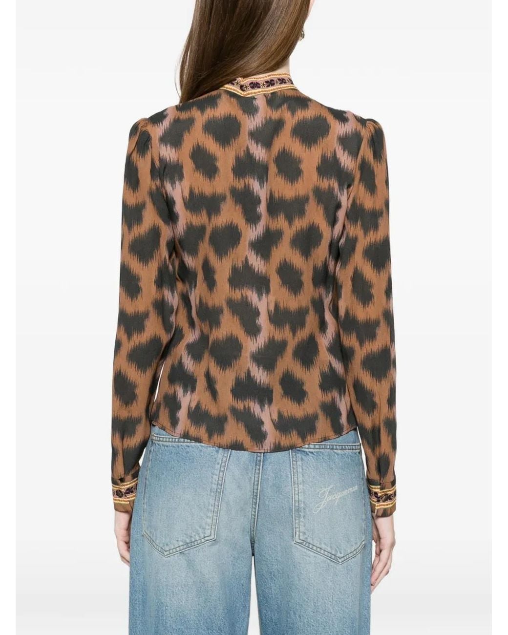 Etro Brown Animal-Pattern Blouse