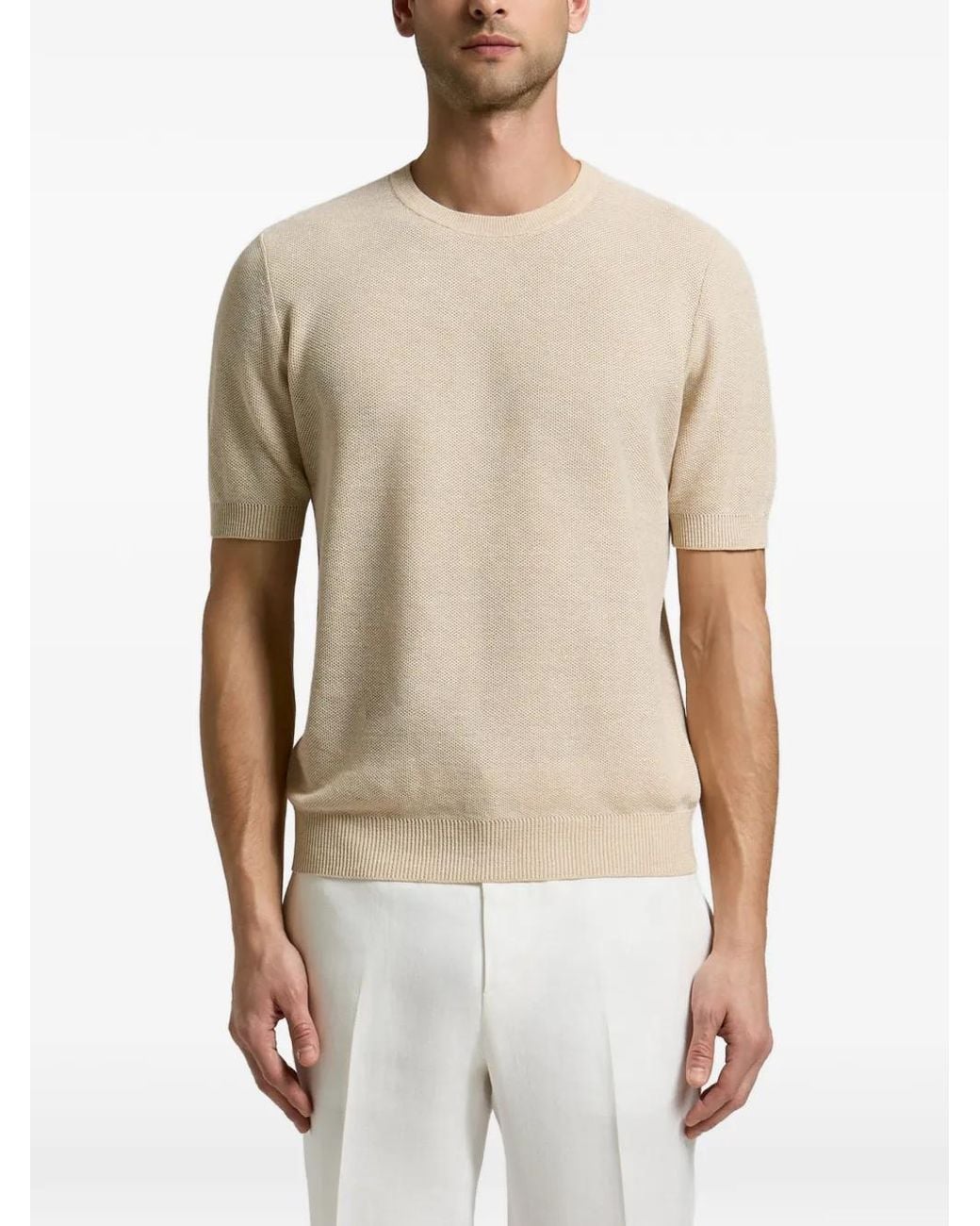 Peserico White Textured-Knit Top for men