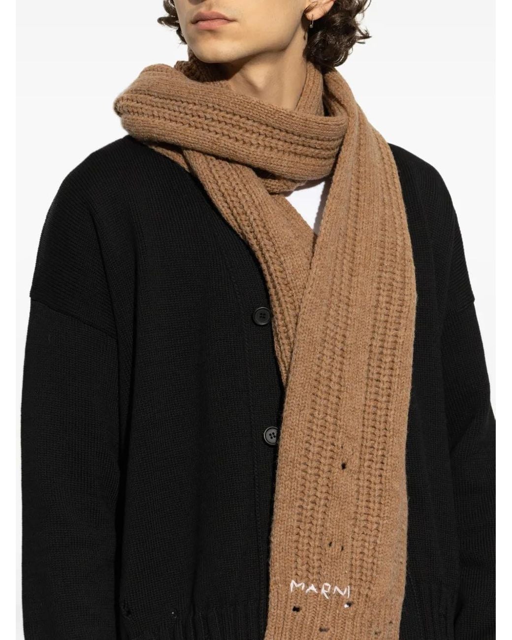 Marni Gerippter Strickschal in Brown für Herren