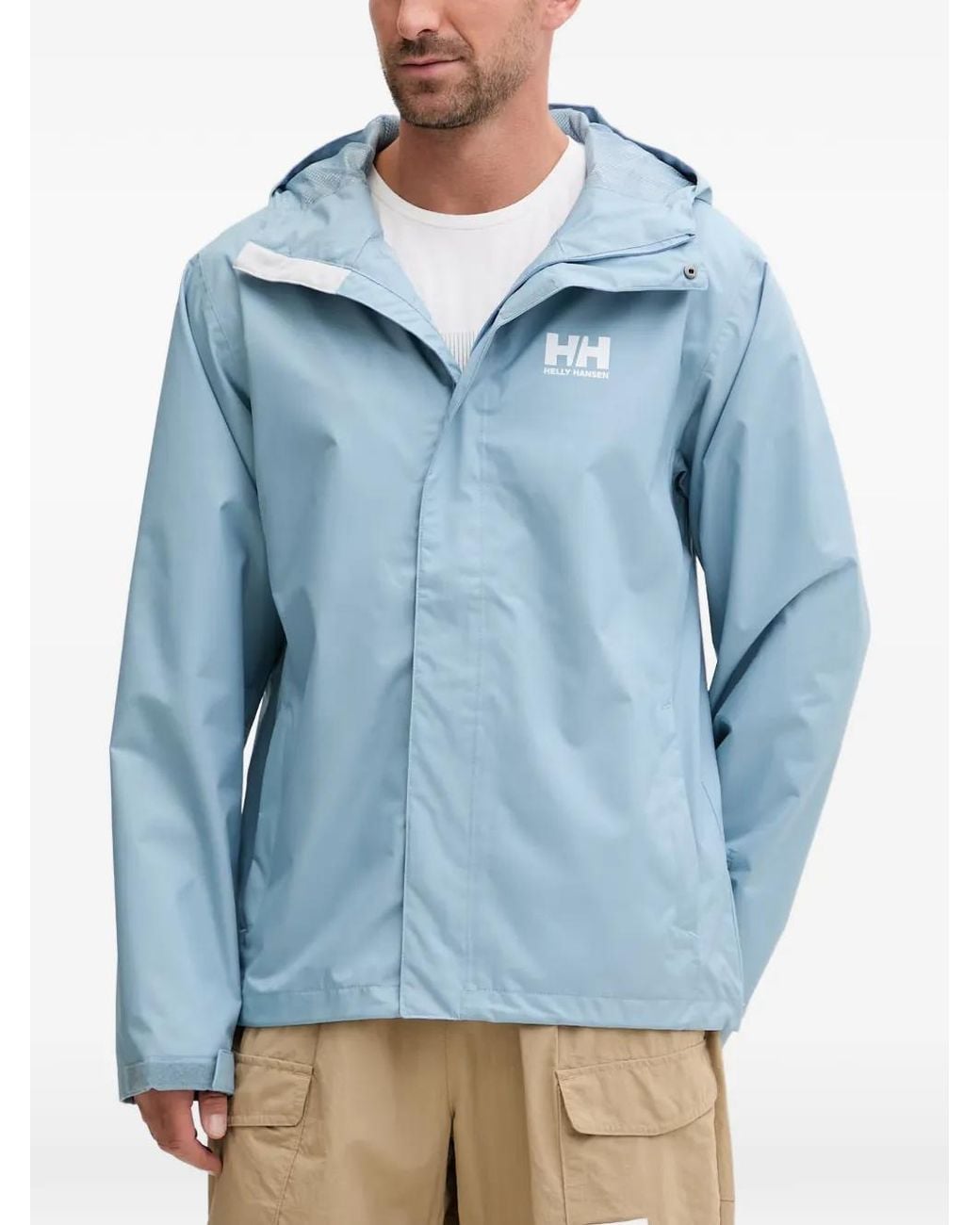 Helly Hansen Blue Logo-Print Hooded Jacket for men