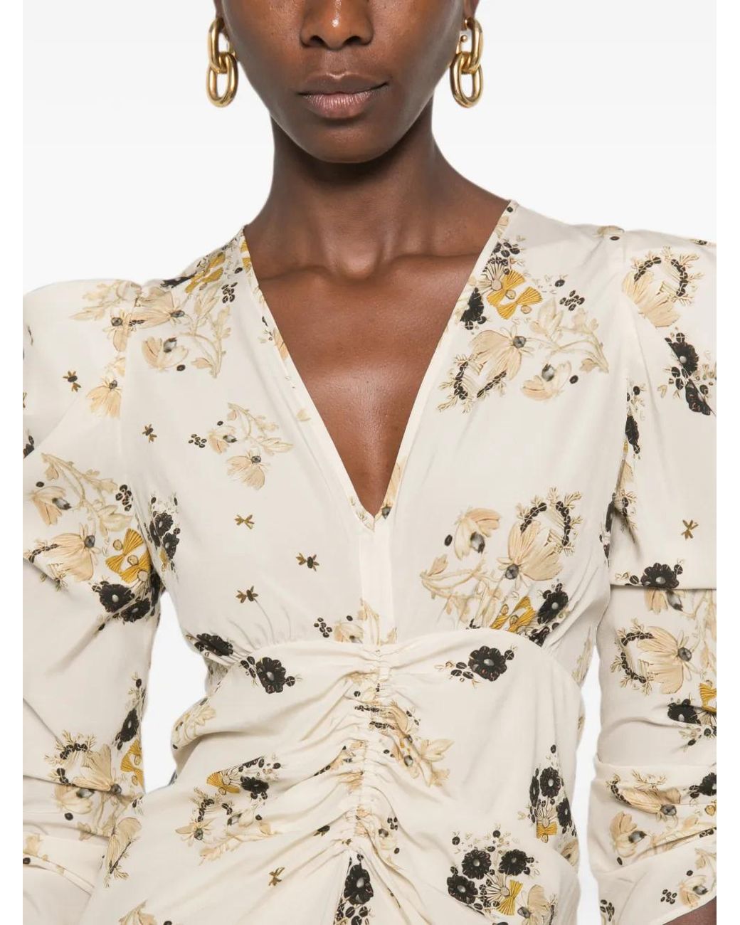 Isabel Marant White Albini Printed Silk Midi Dress