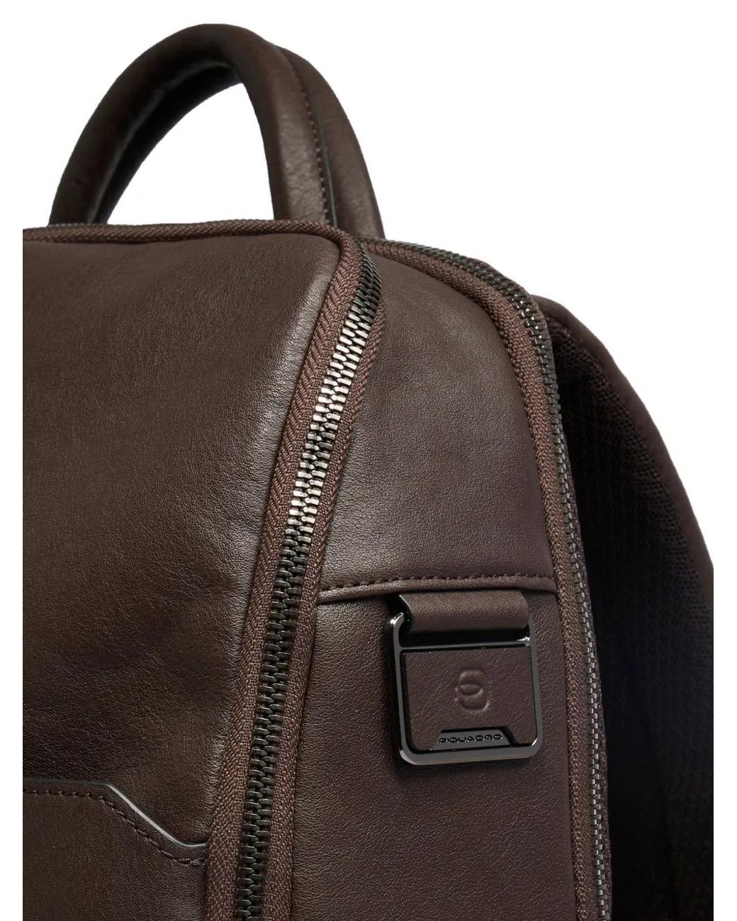 Piquadro Black Leather Backpack for men