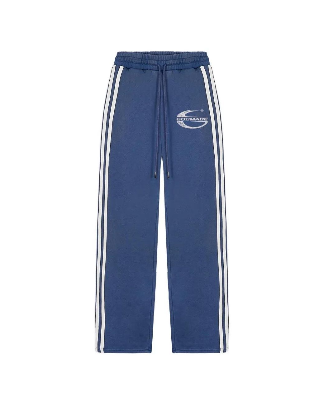GODMADE Blue Imperial Side-Stripe Track Pants for men