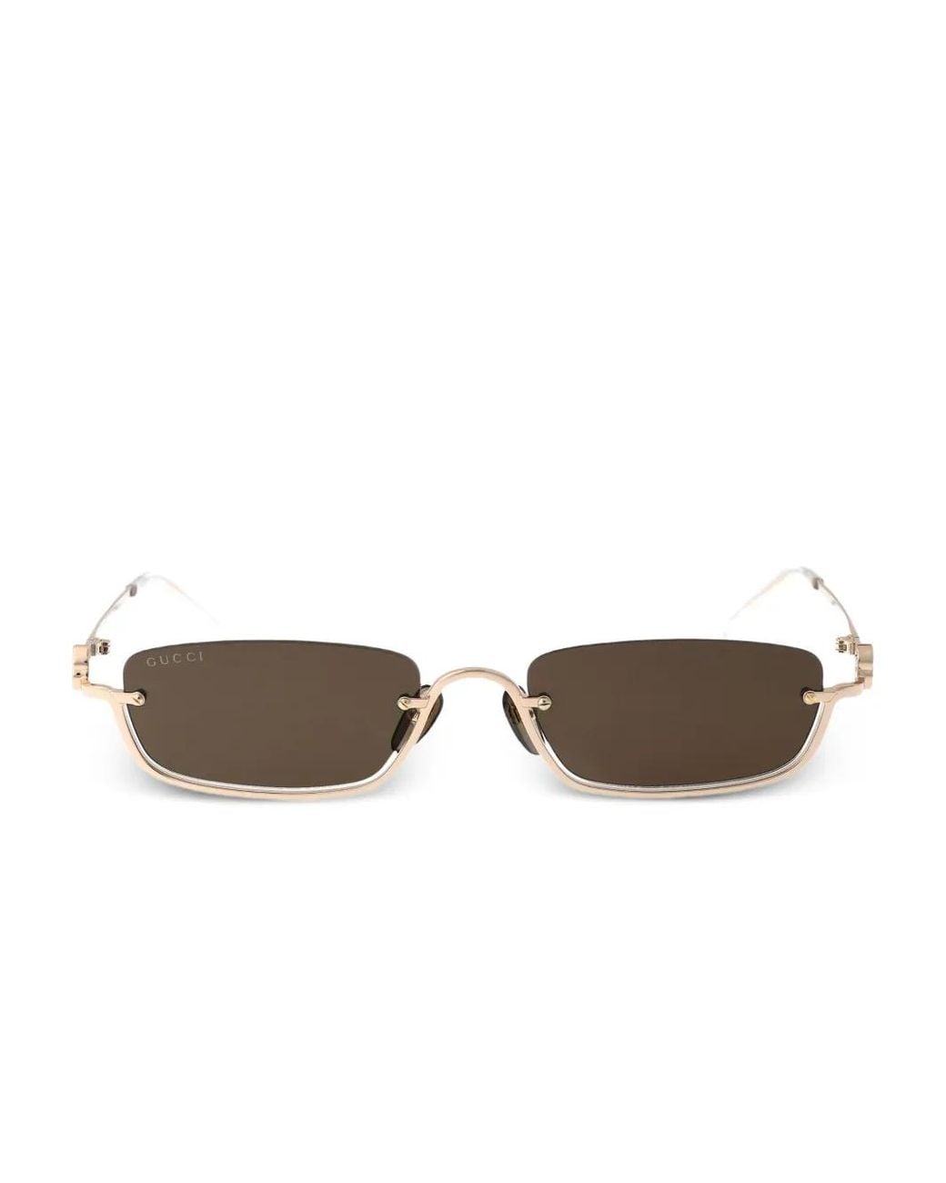 Gucci Metallic Rectangular-Frame Sunglasses