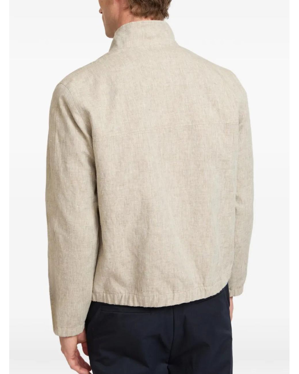Yves Salomon White Zip-Up Linen Jacket for men