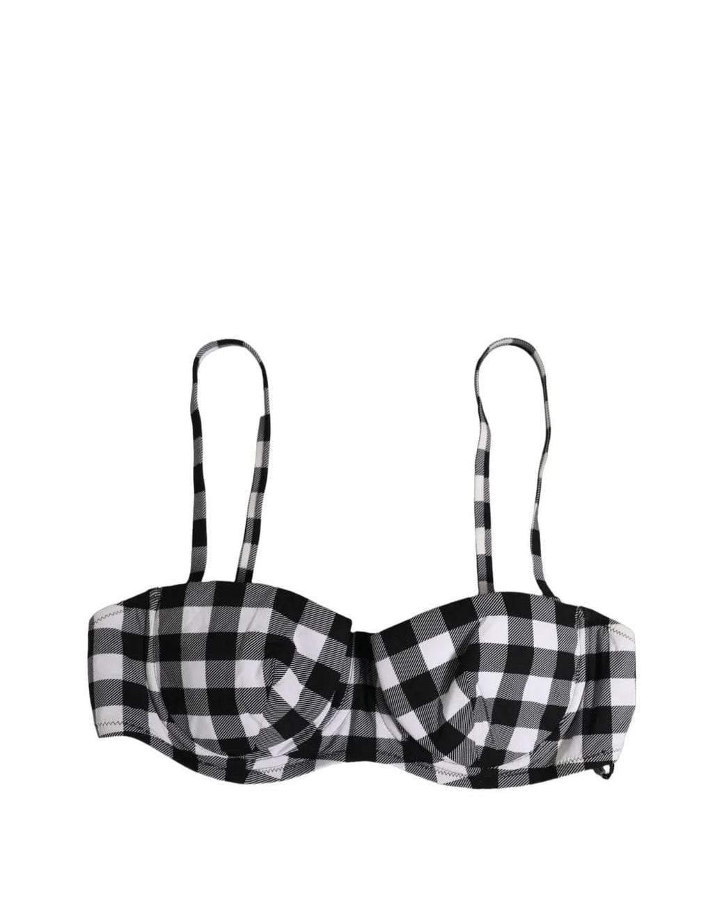 Dolce & Gabbana White Gingham-Check Bikini Top