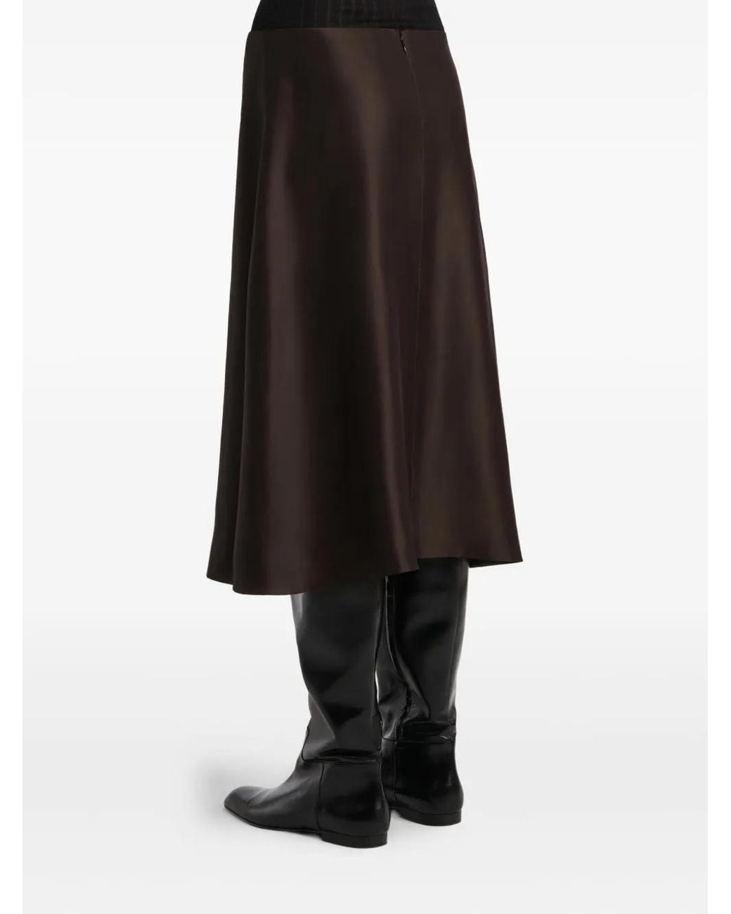 Khaite Black Nania Twill Midi Skirt