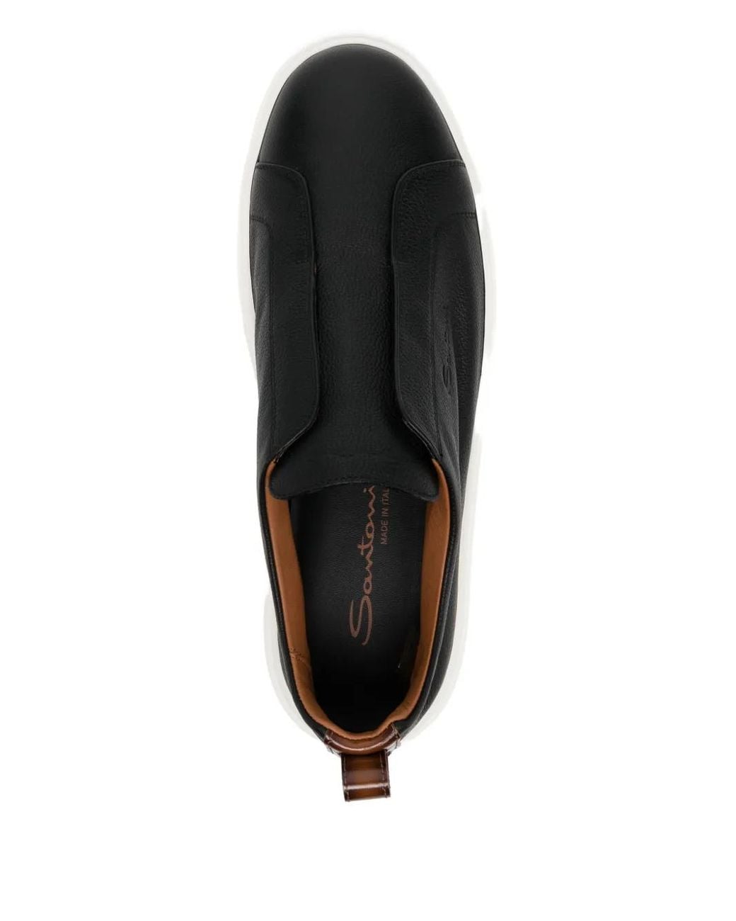 Santoni Black Tumbled Leather Sneakers for men
