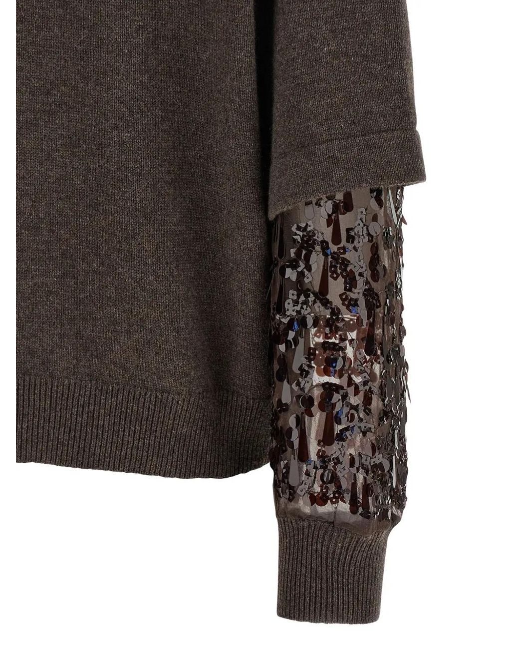 Brunello Cucinelli Black Sequin Sleeve Sweater Sweaters And Cardigans