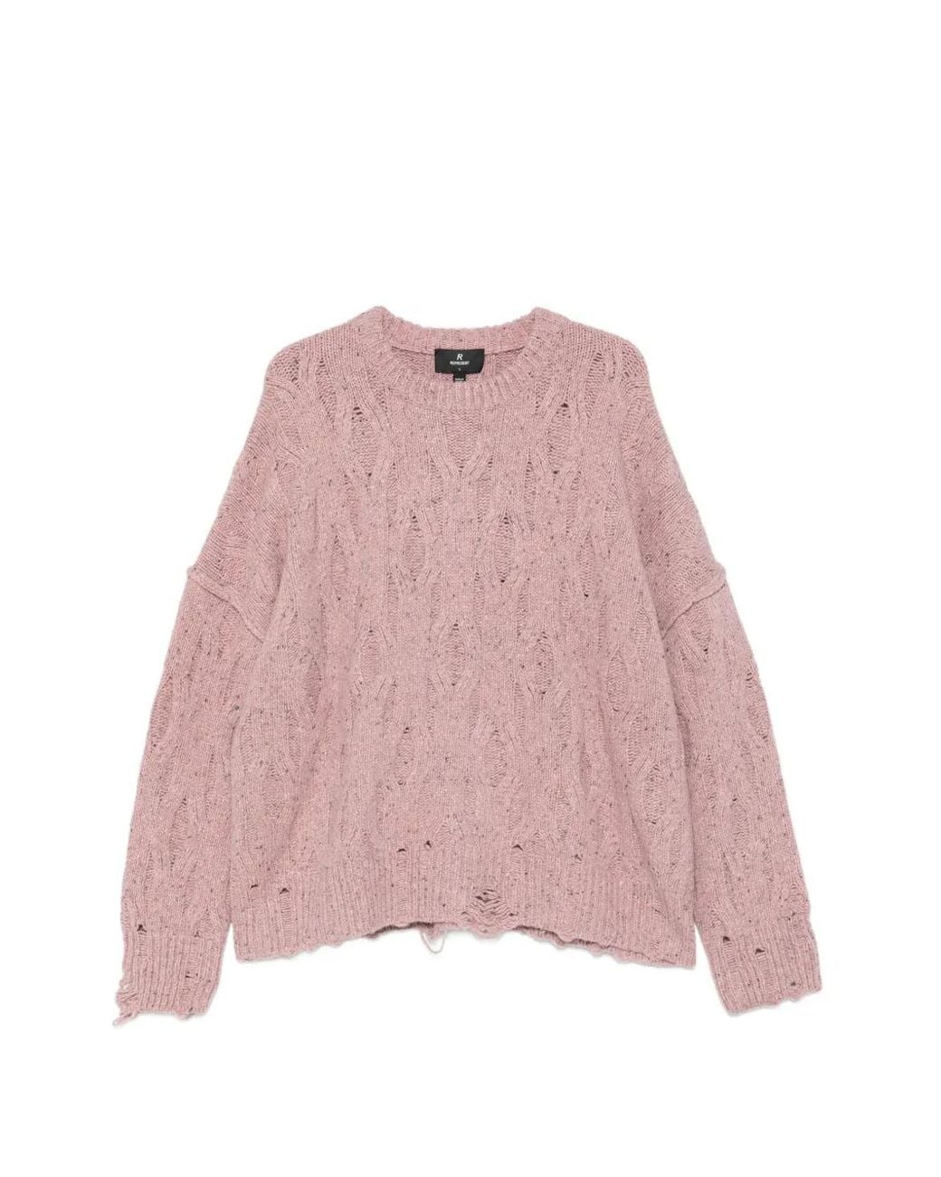 Represent Pink Pull Torsadé Effet Déchiré for men