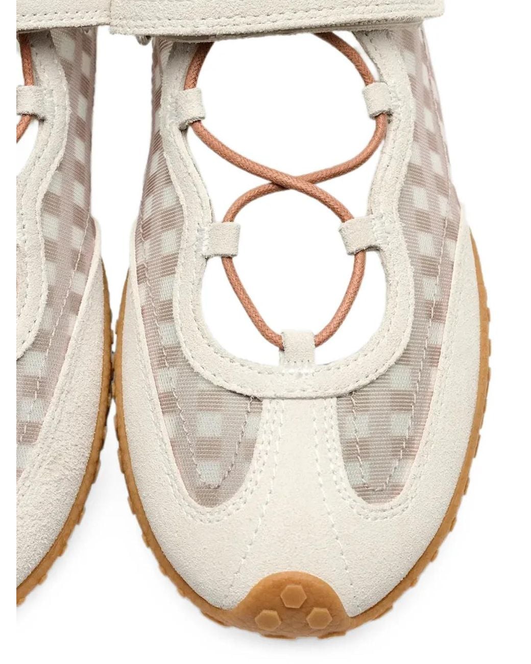 HOFF White Bridge Gingham-Pattern Touch-Strap Sneakerinas