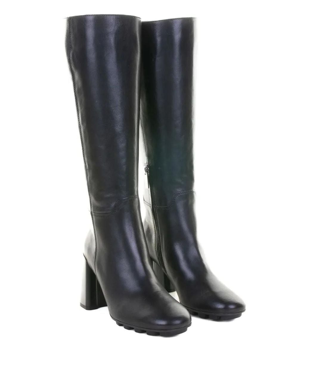 Hogan Black Block-Heel Leather Boots