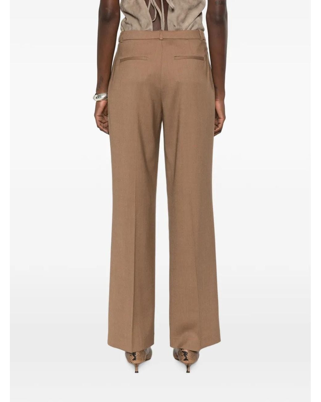 Peserico Natural Pantalon Droit À Design Plissé
