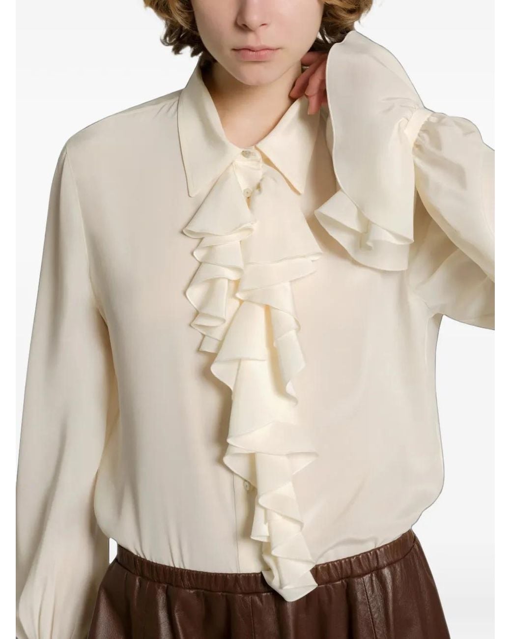 Alberta Ferretti White Ruffled Shirt
