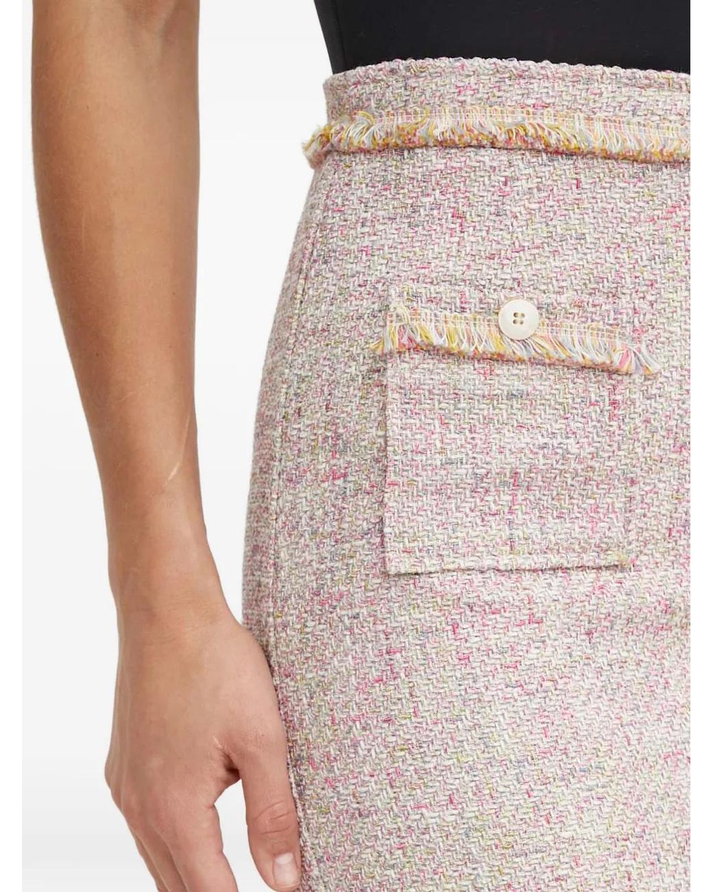 La Petite Francaise White Jacket Fringed Front-Pocket Mini Skirt