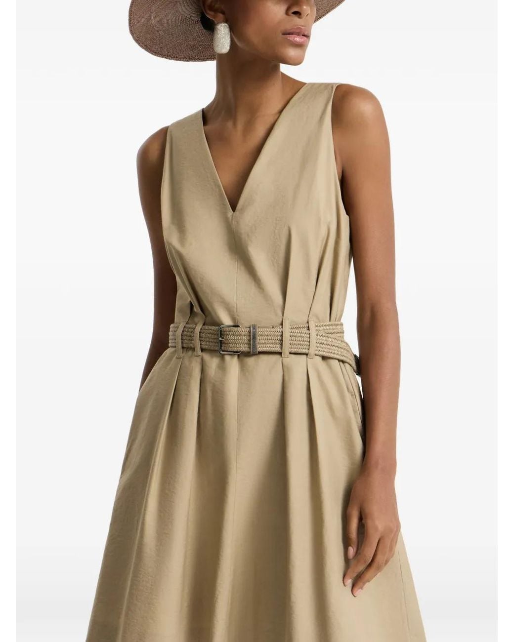 Brunello Cucinelli Natural Belted Mini Dress