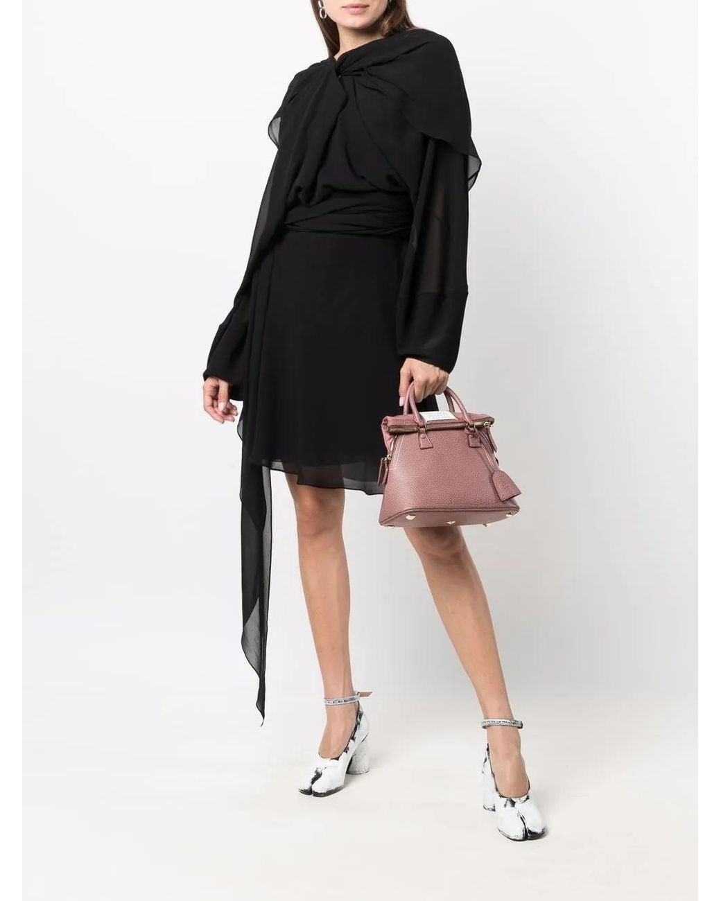 Maison Margiela Black Draped Silk Mini Dress