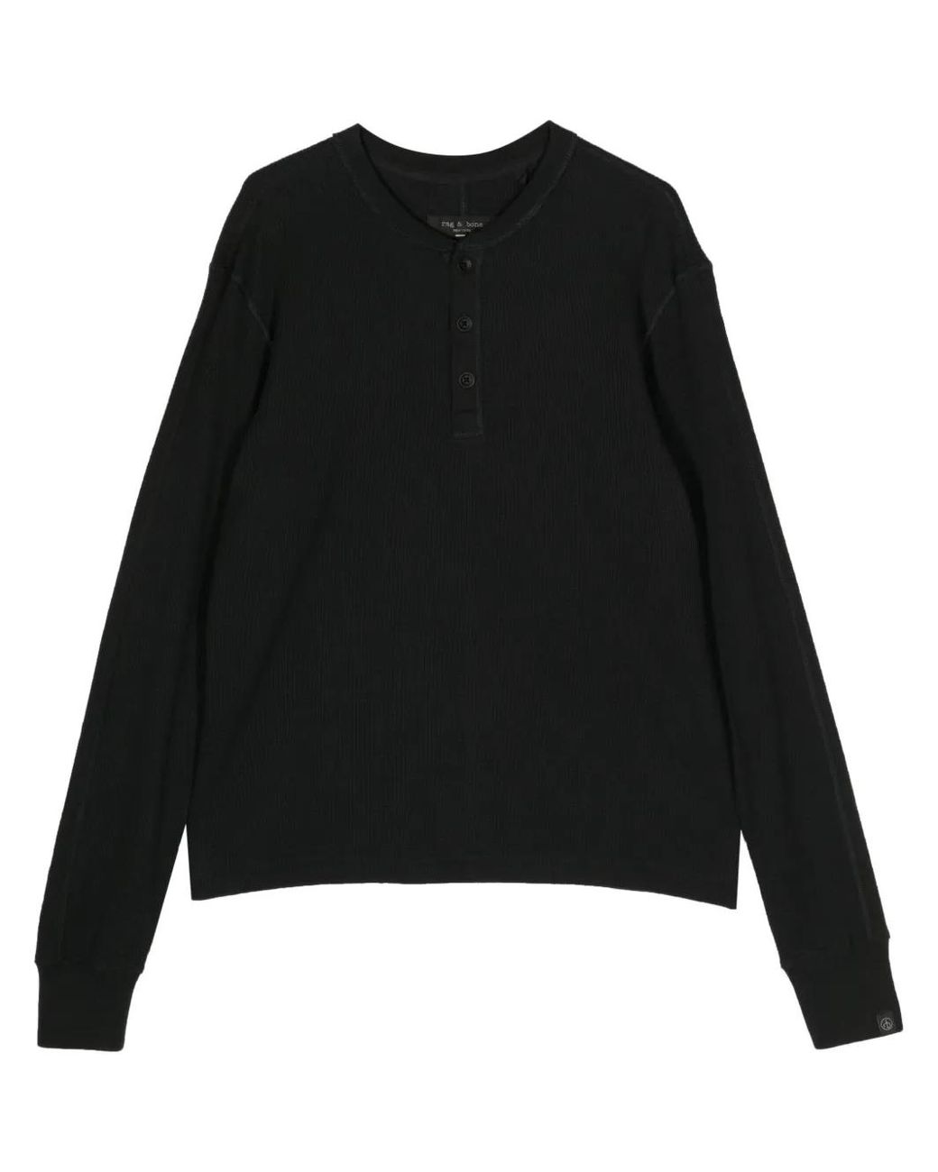 Rag & Bone Black Button-Placket Long-Sleeve T-Shirt for men