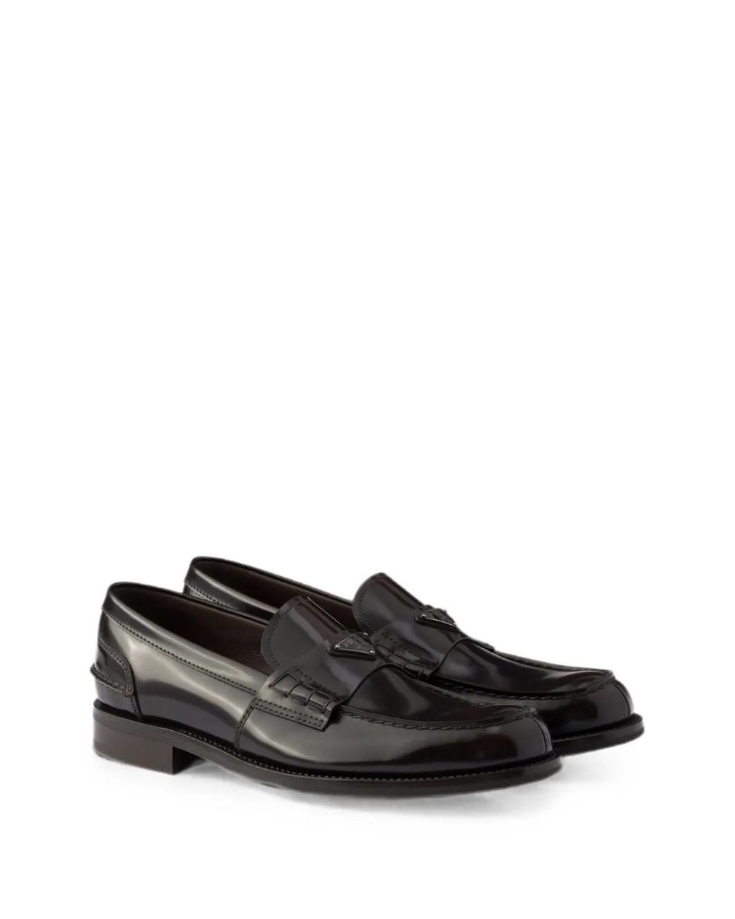 Prada White Brushed Leather Loafers for men