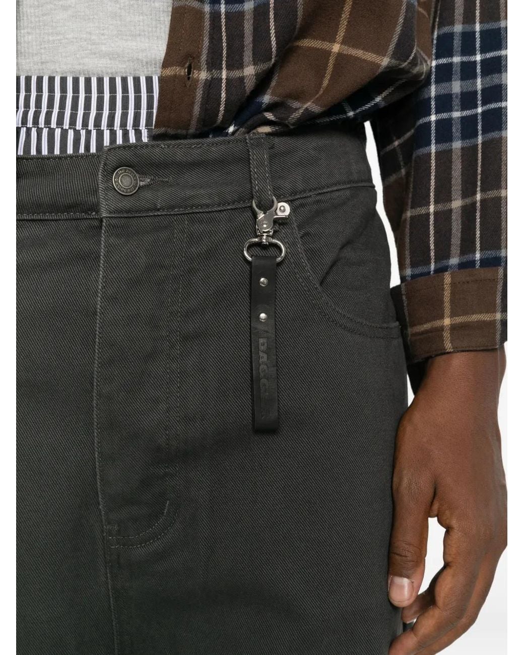 DAGGER Gray Logo-Patch Wide-Leg Jeans for men
