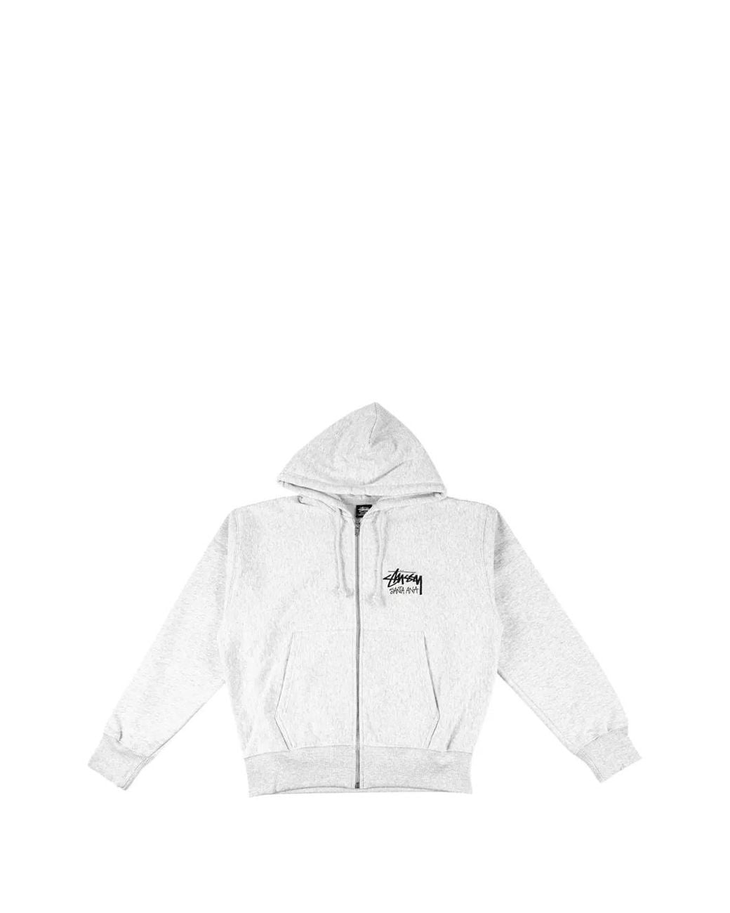 Stussy White Santa Ana Logo-Print Zip-Up Hoodie for men