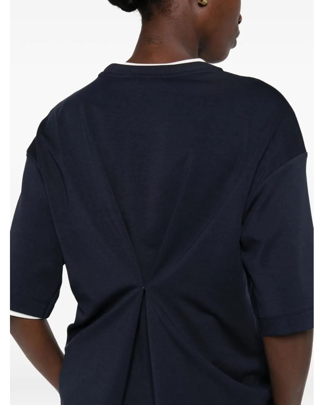 ELEH Blue Pleat-Detail T-Shirt