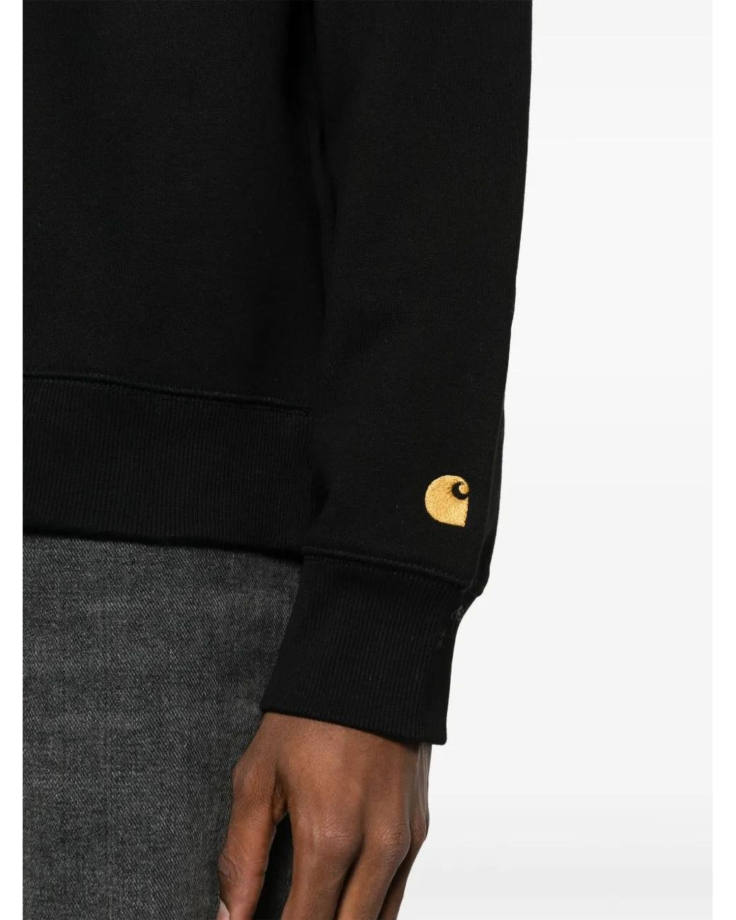 Carhartt Black Logo Embroidered Crewneck Sweatshirt for men
