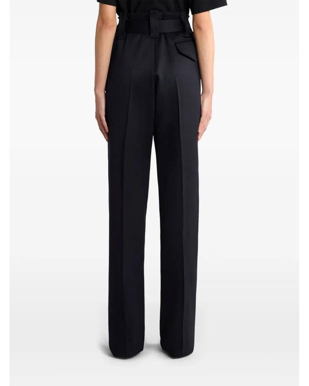 Etro Black Straight-Leg Wool Trousers With Pockets And Belt