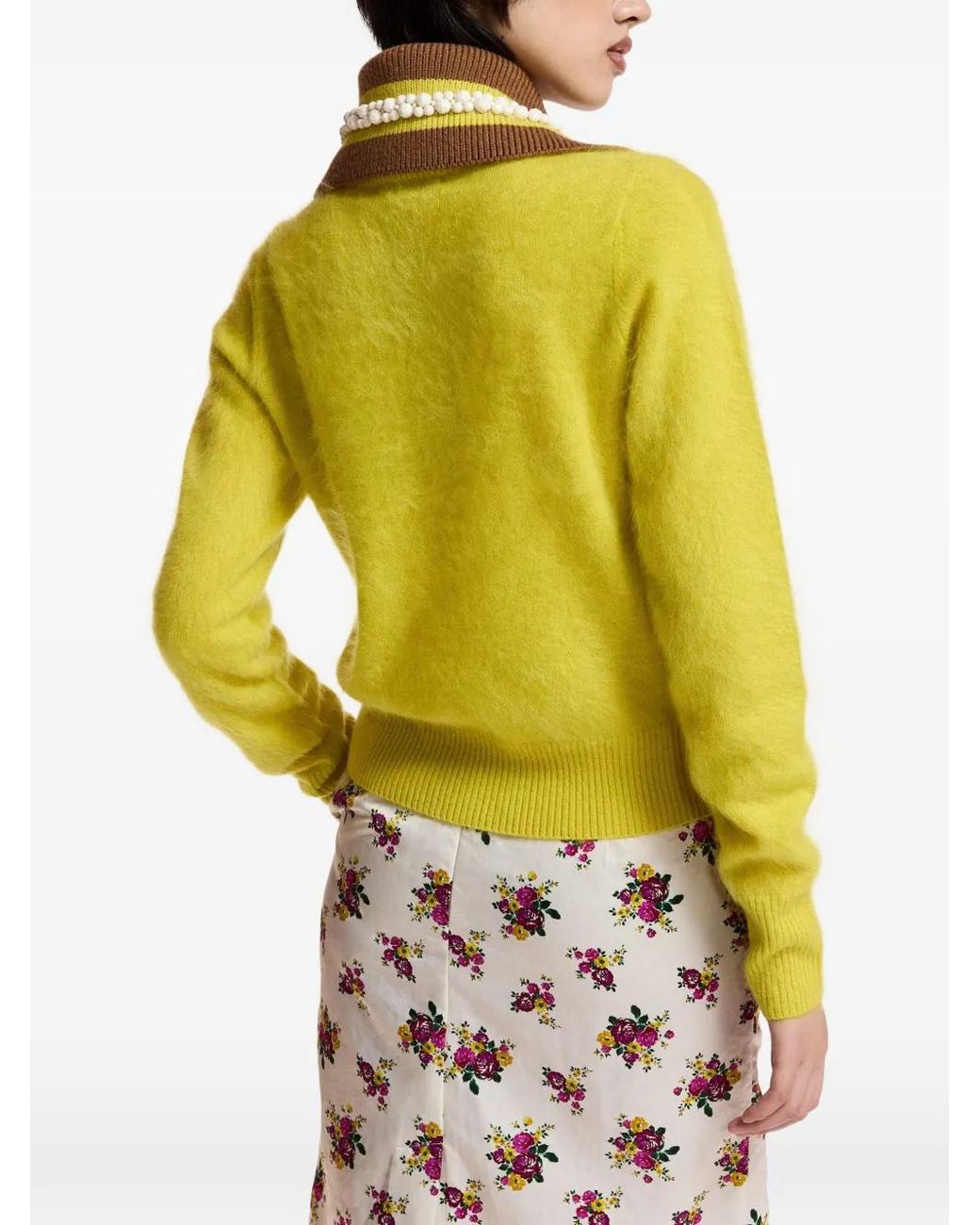 Essentiel Antwerp Yellow Karacas Ribbed-Trim Sweater
