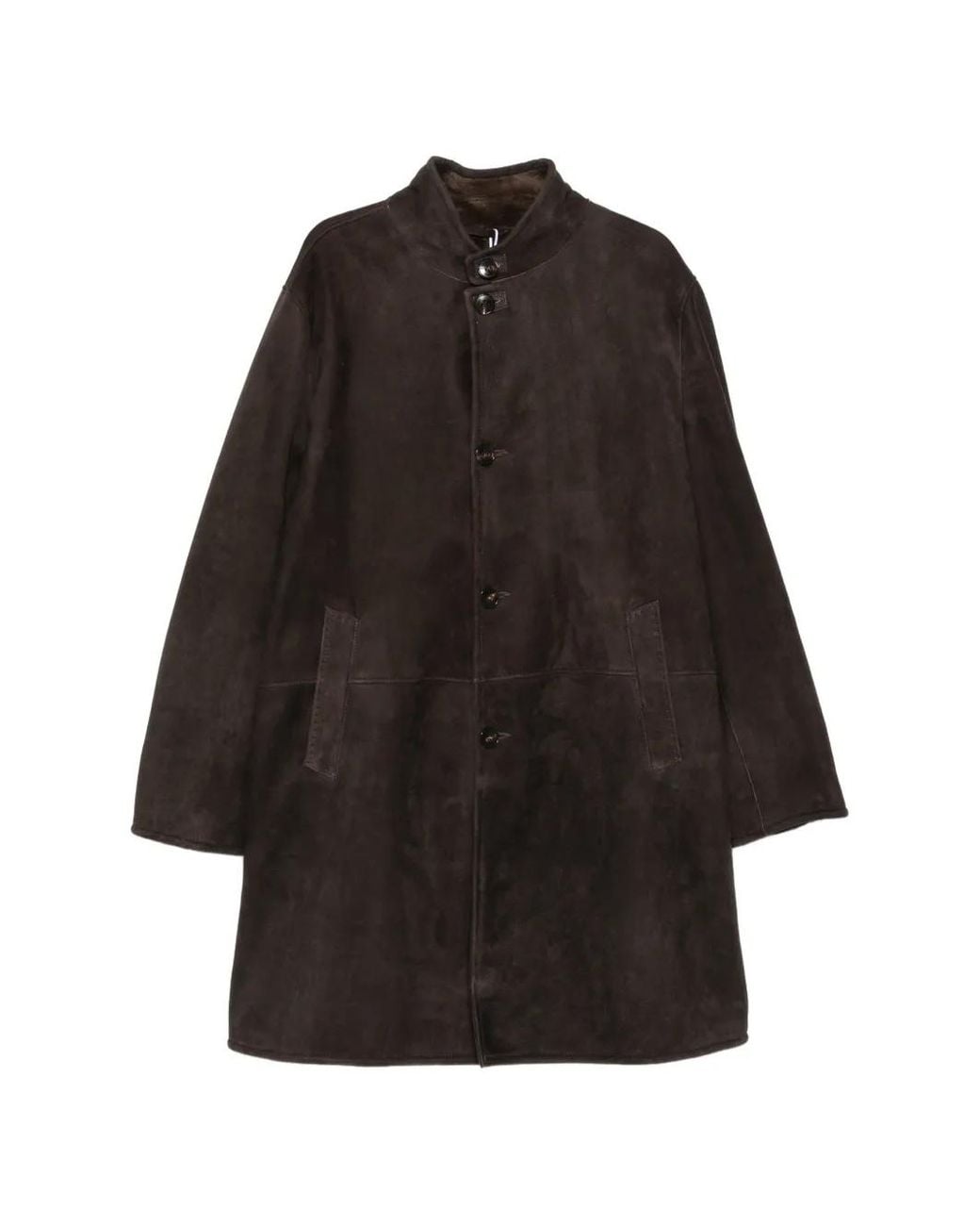 Manzoni 24 Black Button-Fastening Shearling Coat for men