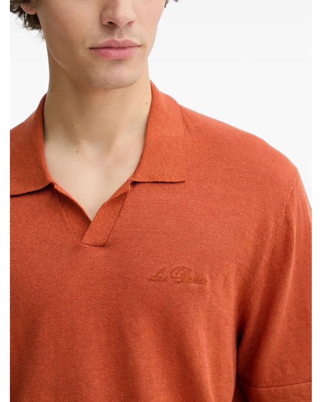Les Deux Red Embroidery-Logo T-Shirt for men
