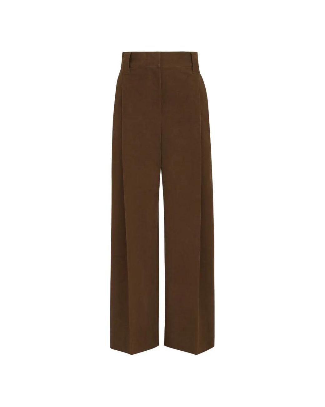 Brunello Cucinelli Brown Stretch Cotton Moleskin Loose Sartorial Trousers With Monili
