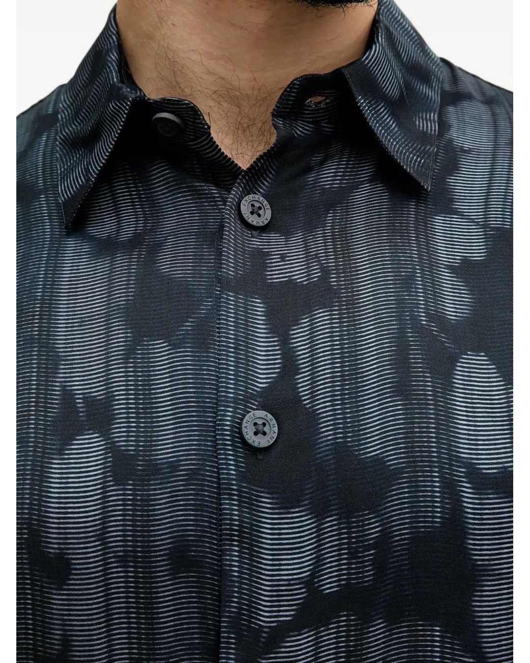 ARMANI EXCHANGE Gray Abstract-Print Short-Sleeve Shirt for men