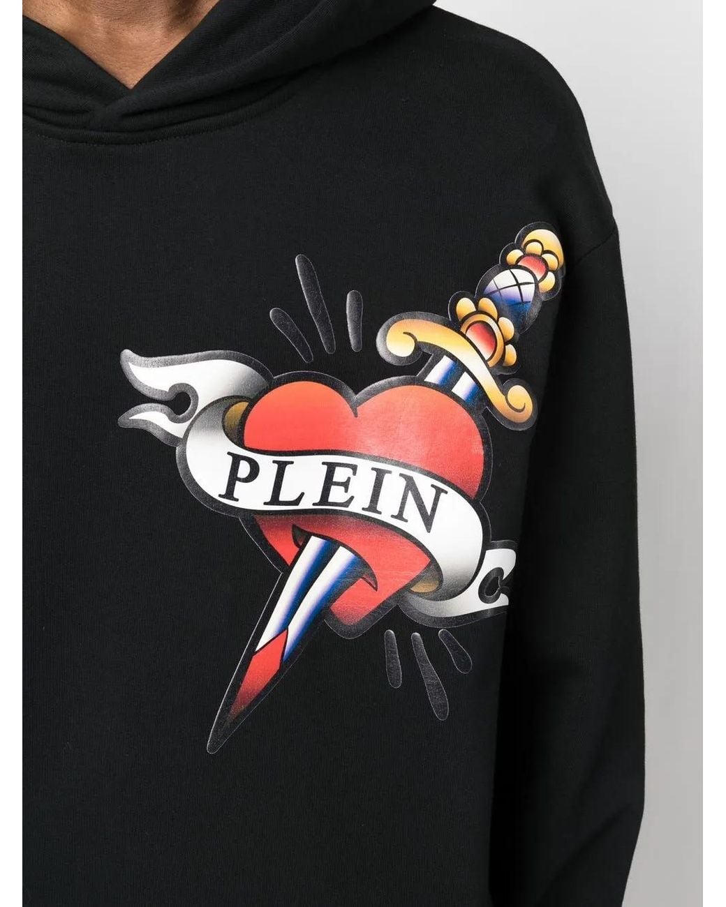 Philipp Plein Black Heart & Dagger-Print Hoodie for men