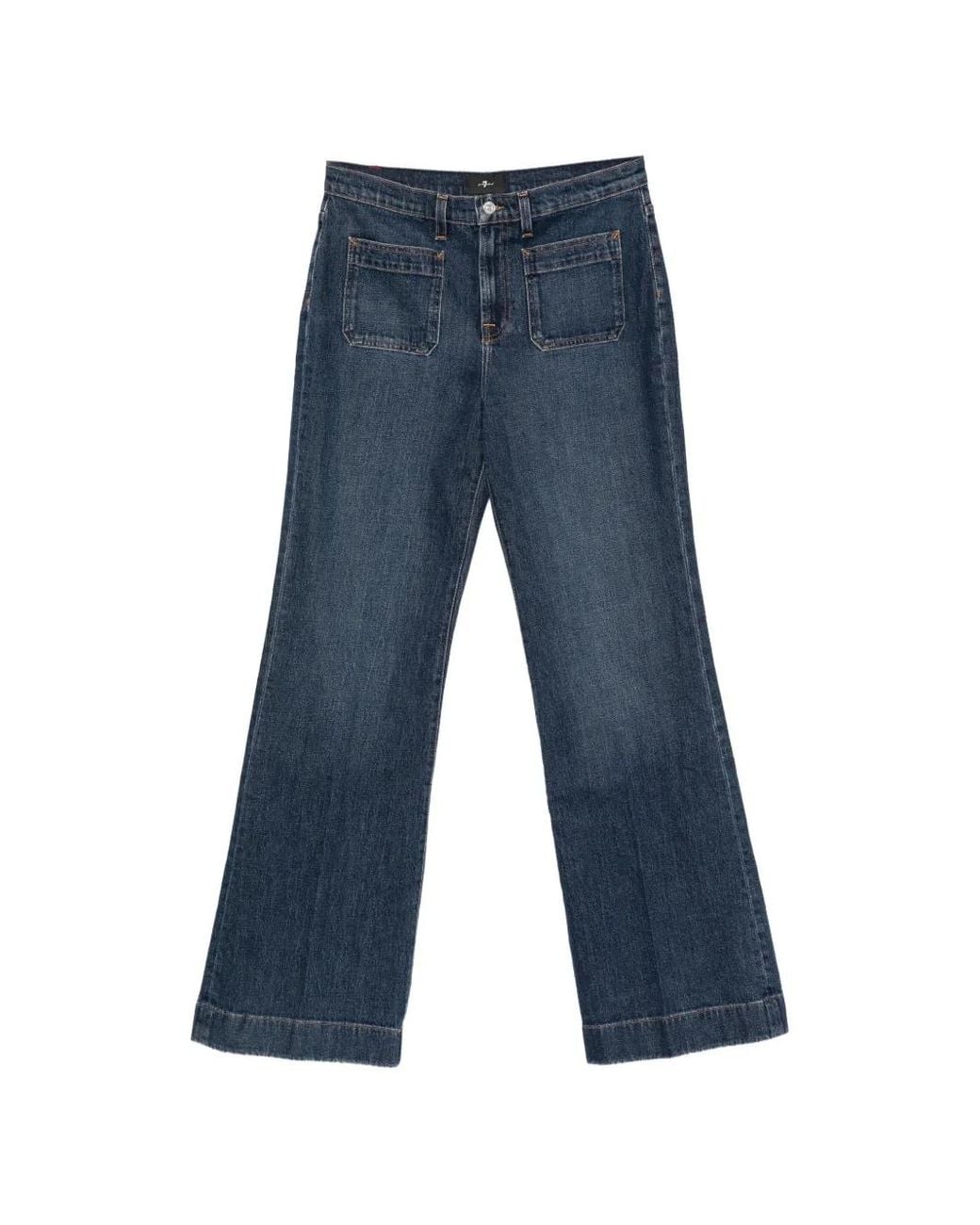 7 For All Mankind Blue Radar Wide-Leg Jeans