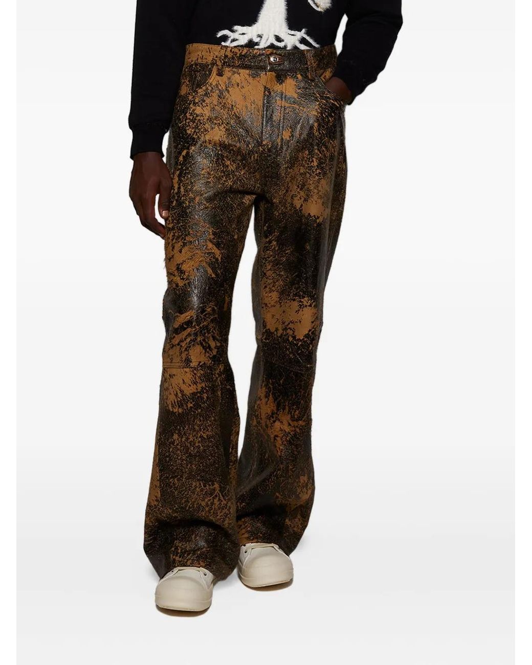 NAHMIAS Gray Leather Trousers for men