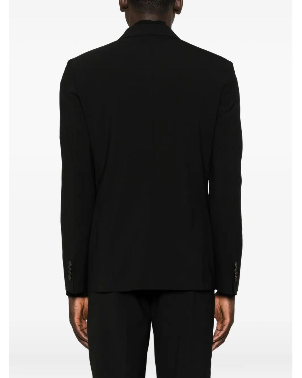 Amaranto Black Double-Breasted Peak-Lapel Blazer for men