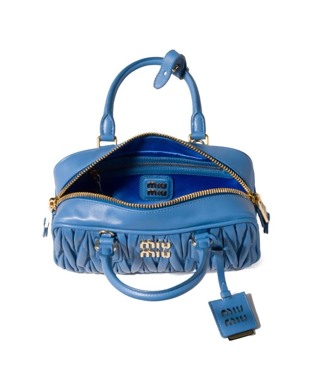 Miu Miu Blue Arcadie Matelassé Nappa-Leather Bag