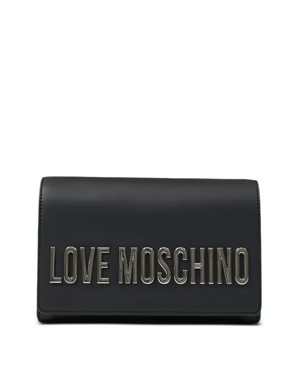 Love Moschino Black Logo-Plaque Clutch Bag