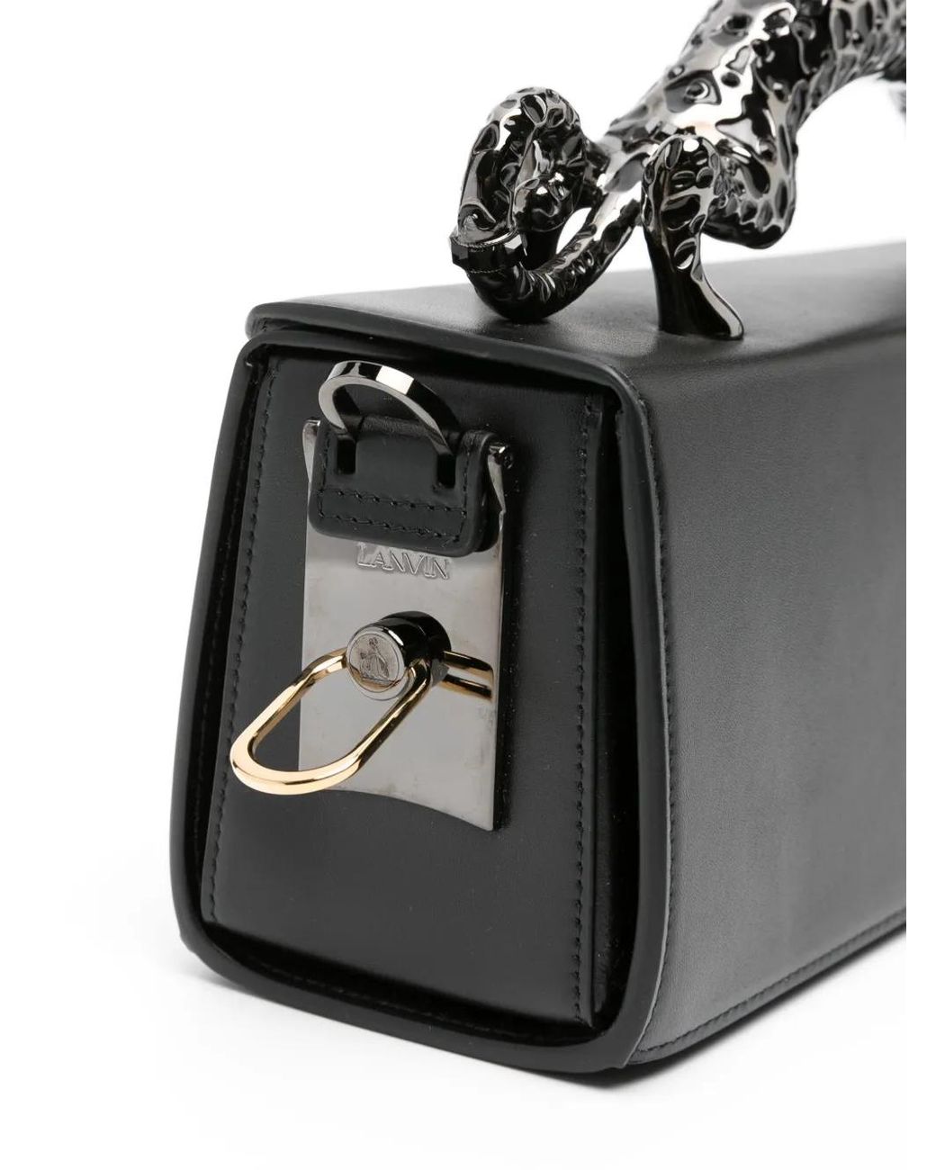 Lanvin Black Medium Pencil Cat Sculpted-Handle Leather Bag